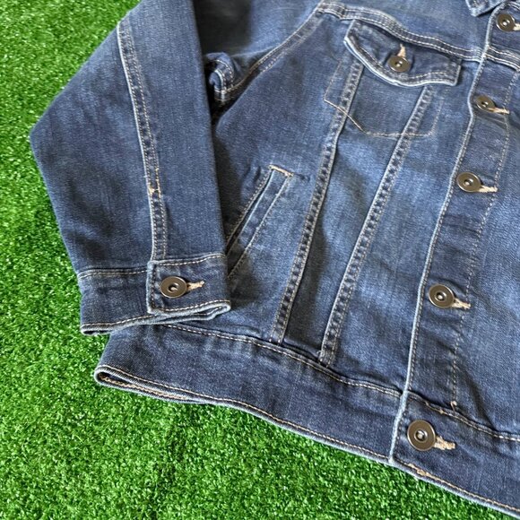 Place Classic Trucker Denim Blue Jeans Essential Timeless Jacket Size M (7/8) - Picture 4 of 11